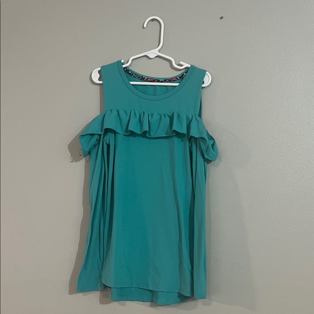 One Step Ahead Teal Ruffle Kids Blouse
